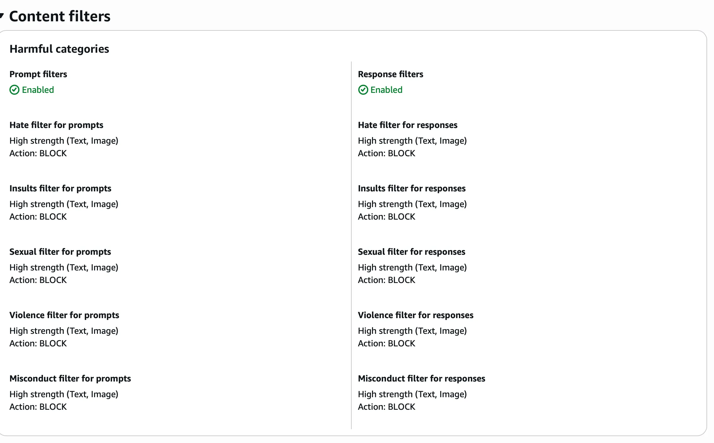 Bedrock Guardrails content filters for text and images